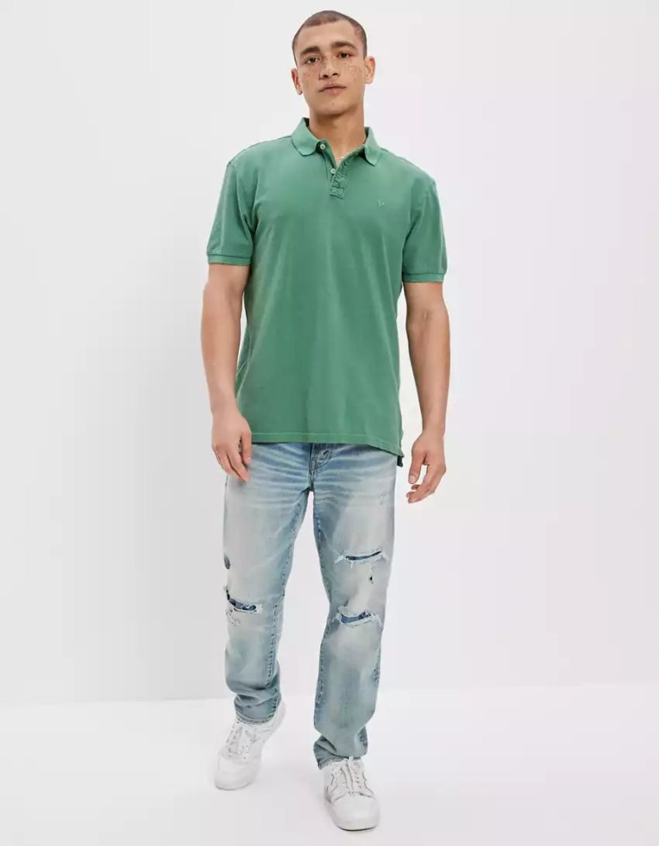 Polos American Eagle AE Super Soft Legend Pique Vert Homme | MNN-01855360